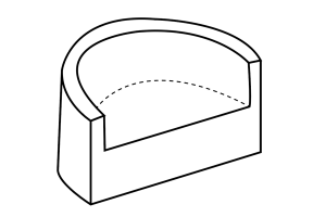 Housse pour îlot de bronzage semi-circulaire avec 2 hauteurs. Fabriqué sur mesure avec un modèle de croquis